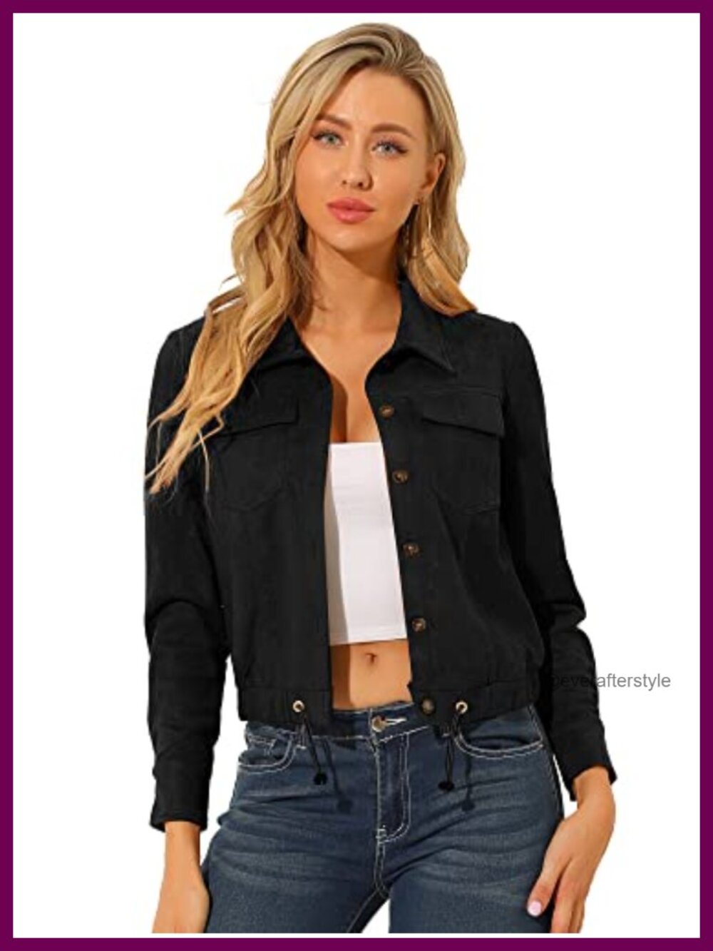 Faux Suede Jacket Button Down Biker Moto Coat Cropped Outerwear